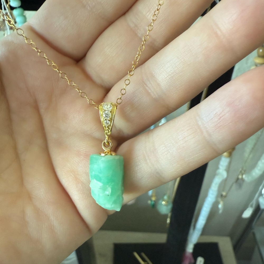 Raw Emerald Pendant Necklace